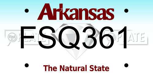 FSQ361 Arkansas License Plate