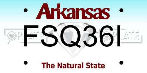 FSQ36I Arkansas License Plate