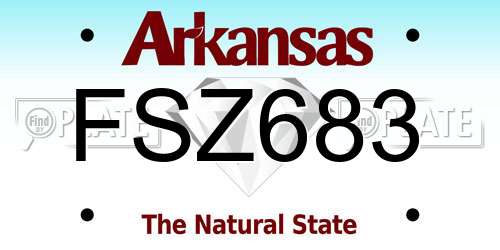 FSZ683 Arkansas License Plate