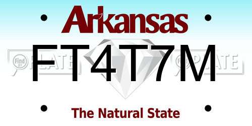 FT4T7M Arkansas License Plate
