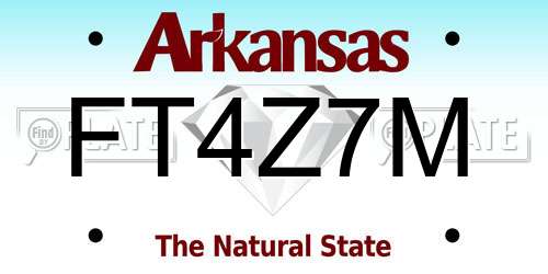 FT4Z7M Arkansas License Plate
