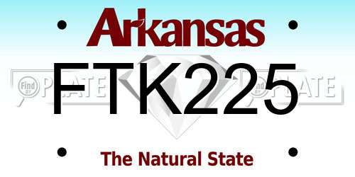 FTK225 Arkansas License Plate
