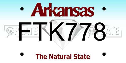 FTK778 Arkansas License Plate
