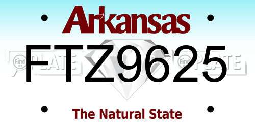 FTZ9625 Arkansas License Plate