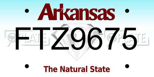 FTZ9675 Arkansas License Plate