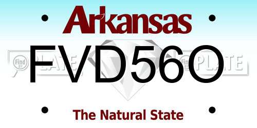 FVD56O Arkansas License Plate