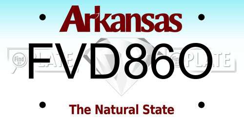 FVD86O Arkansas License Plate