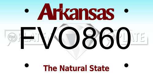 FVO860 Arkansas License Plate