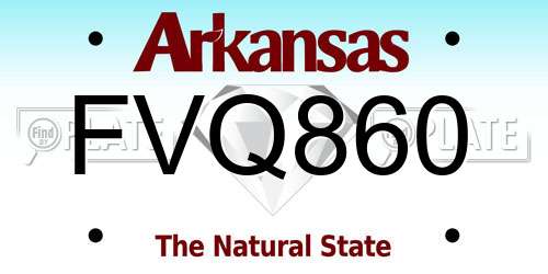 FVQ860 Arkansas License Plate