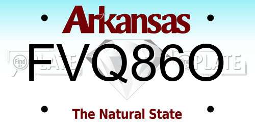 FVQ86O Arkansas License Plate