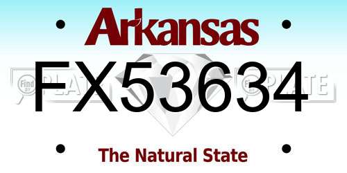 FX53634 Arkansas License Plate