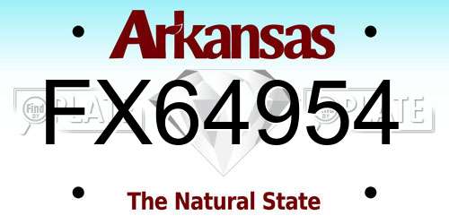 FX64954 Arkansas License Plate