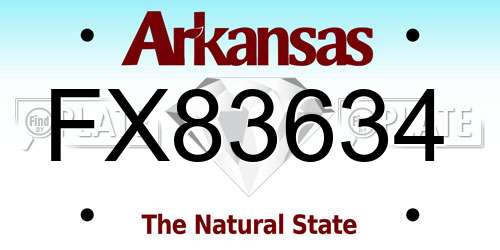 FX83634 Arkansas License Plate