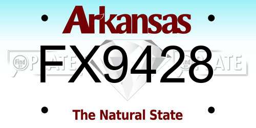 FX9428 Arkansas License Plate