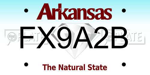 FX9A2B Arkansas License Plate
