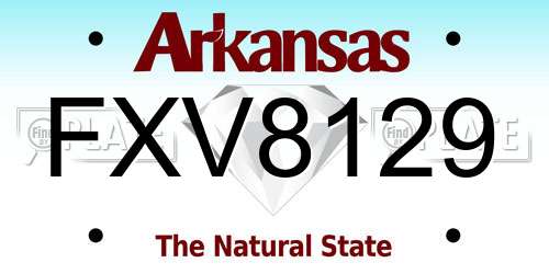 FXV8129 Arkansas License Plate