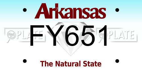 FY651 Arkansas License Plate