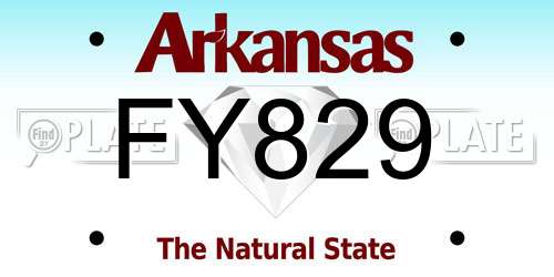 FY829 Arkansas License Plate