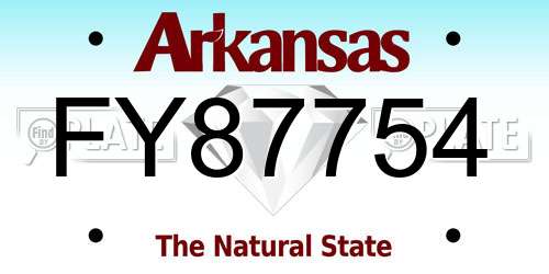 FY87754 Arkansas License Plate