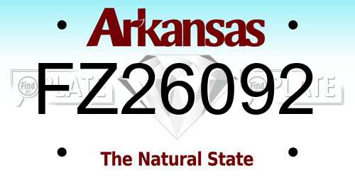 FZ26092 Arkansas License Plate
