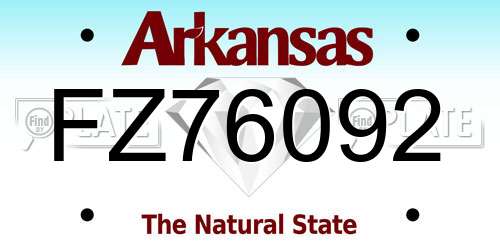 FZ76092 Arkansas License Plate