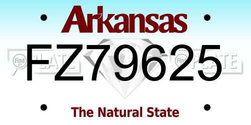 FZ79625 Arkansas License Plate