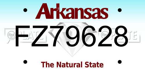 FZ79628 Arkansas License Plate