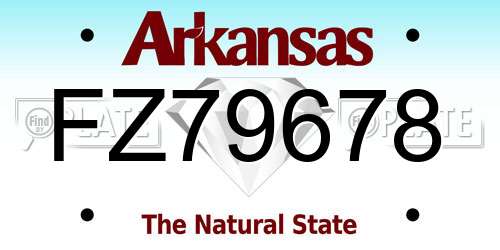 FZ79678 Arkansas License Plate