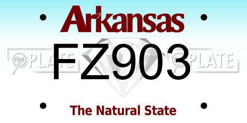 FZ903 Arkansas License Plate