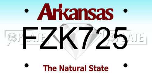 FZK725 Arkansas License Plate