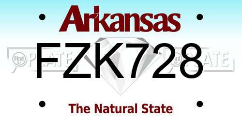 FZK728 Arkansas License Plate