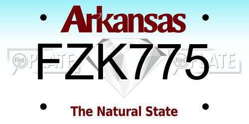 FZK775 Arkansas License Plate