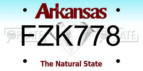 FZK778 Arkansas License Plate