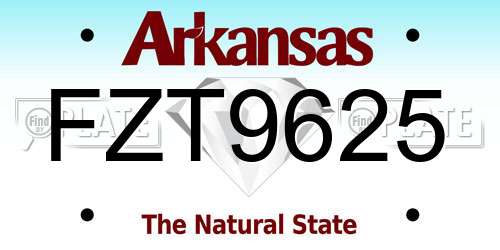 FZT9625 Arkansas License Plate