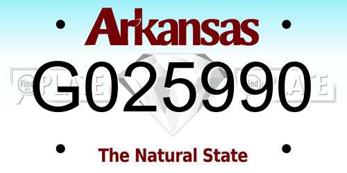 G025990 Arkansas License Plate