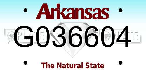 G036604 Arkansas License Plate