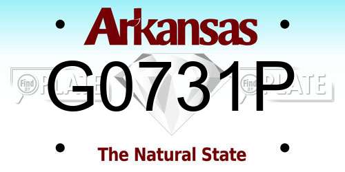 G0731P Arkansas License Plate