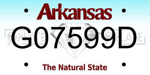 G07599D Arkansas License Plate