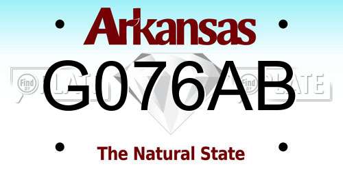 G076AB Arkansas License Plate