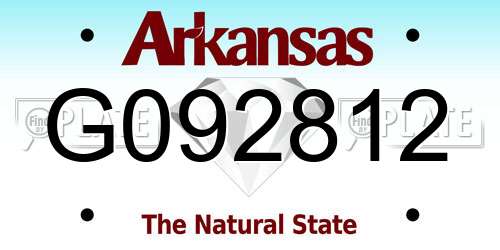 G092812 Arkansas License Plate