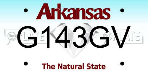 G143GV Arkansas License Plate