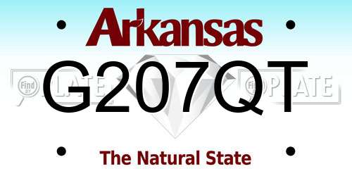 G207QT Arkansas License Plate