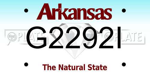 G2292I Arkansas License Plate