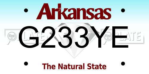 G233YE Arkansas License Plate