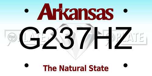 G237HZ Arkansas License Plate