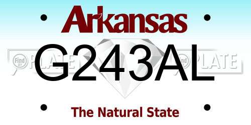 G243AL Arkansas License Plate