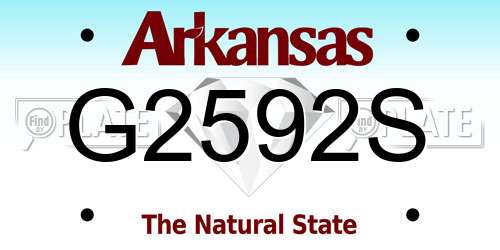 G2592S Arkansas License Plate
