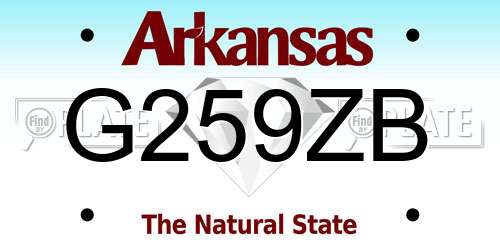 G259ZB Arkansas License Plate