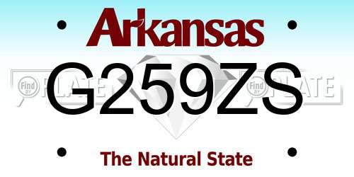 G259ZS Arkansas License Plate