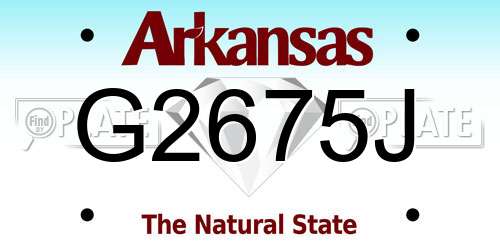G2675J Arkansas License Plate